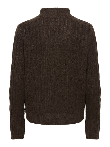 JDY Cable Knit 1/4 Zip Jumper in Brown