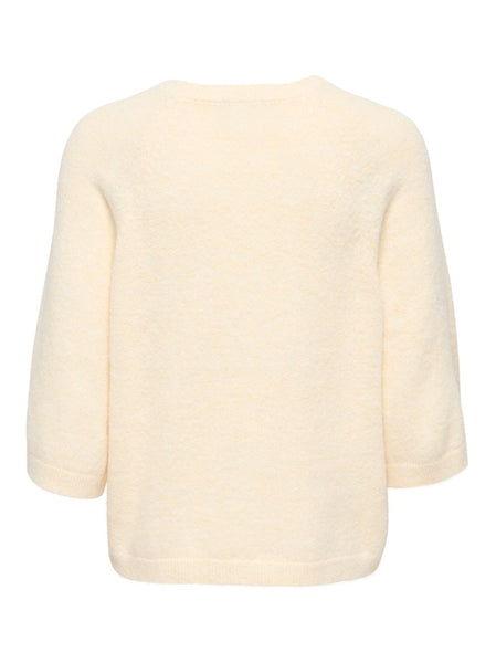 JDY 3/4 Sleeve Embellished Knit Jumper in Cream