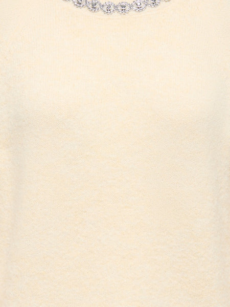 JDY 3/4 Sleeve Embellished Knit Jumper in Cream
