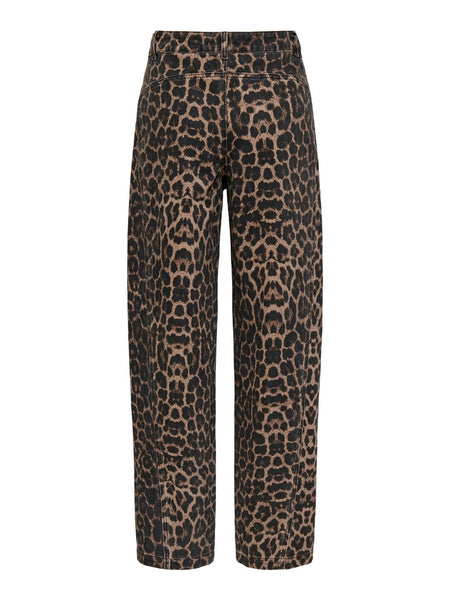 JDY Leopard Print Barrel Jeans in Brown