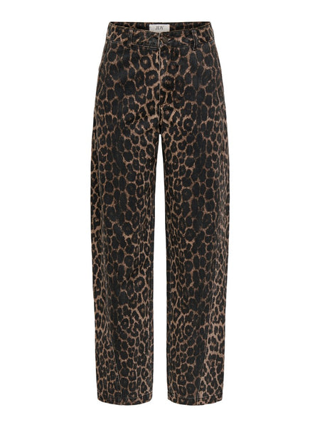 JDY Leopard Print Barrel Jeans in Brown