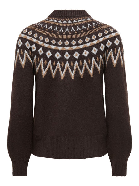JDY Patterned Jacquard Knit Jumper in Brown