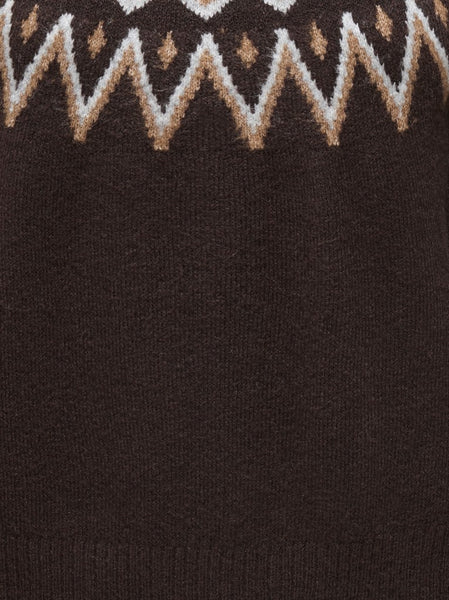JDY Patterned Jacquard Knit Jumper in Brown
