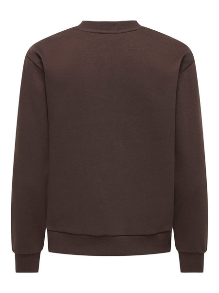JDY Embroidered Heart Sweatshirt in Brown