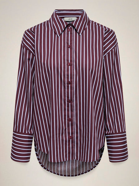 JDY Loose Fit Striped Shirt in Burgundy