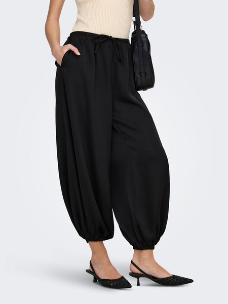 JDY Satin Look Balloon Trousers in Black