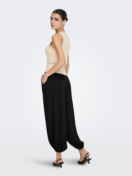 JDY Satin Look Balloon Trousers in Black