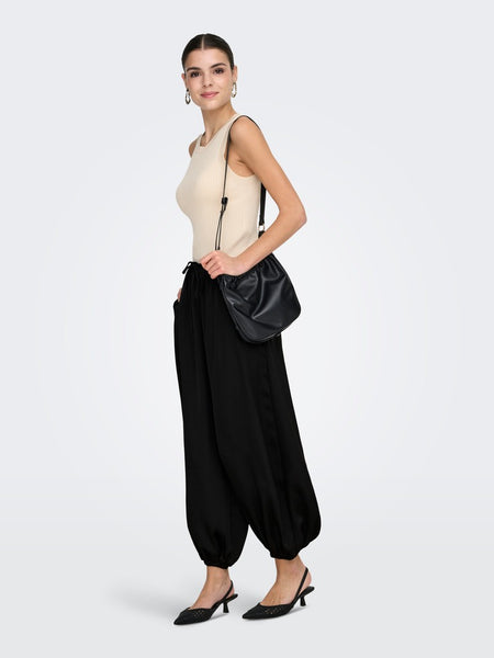 JDY Satin Look Balloon Trousers in Black