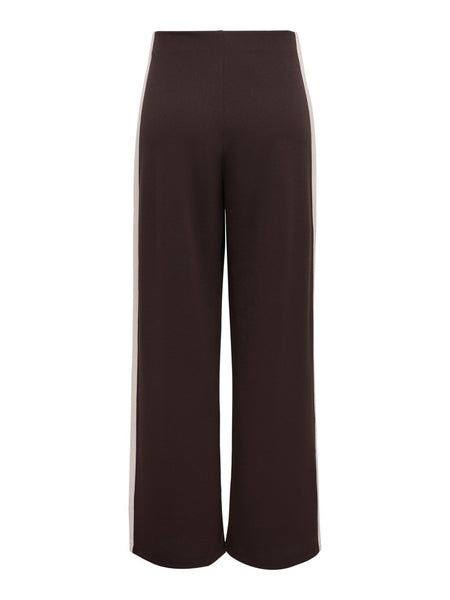 JDY Wide Leg Side Stripe Trousers in Chocolate