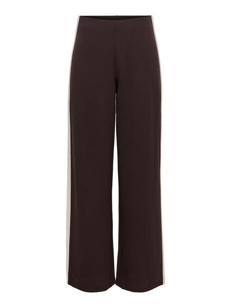 JDY Wide Leg Side Stripe Trousers in Chocolate