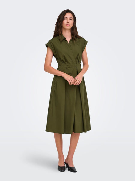 JDY Short Sleeve Shirt Dress in Green