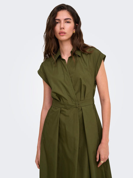 JDY Short Sleeve Shirt Dress in Green