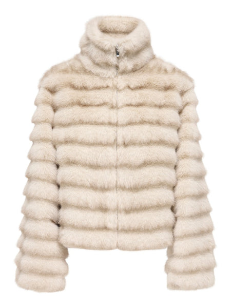 JDY Faux fur Jacket in Cream