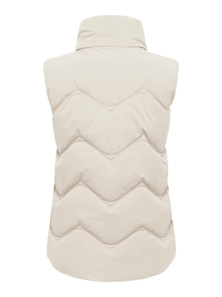 JDY Short Padded Gilet in Cream