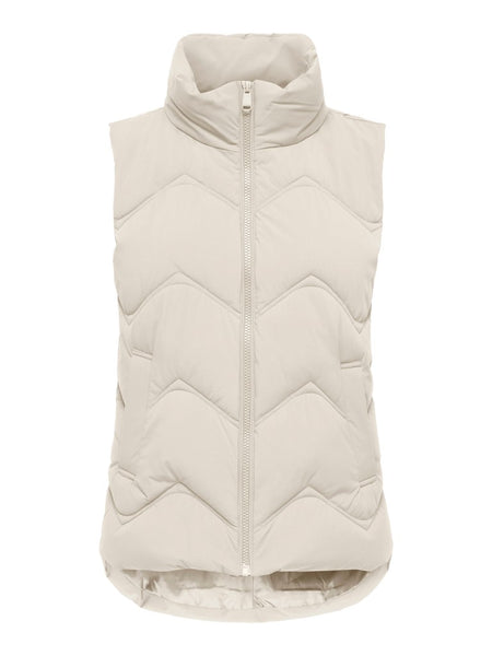 JDY Short Padded Gilet in Cream