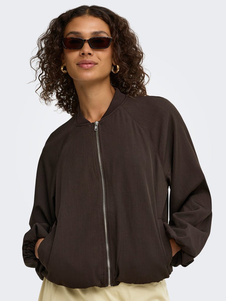 JDY Balloon Bomber Jacket in Brown