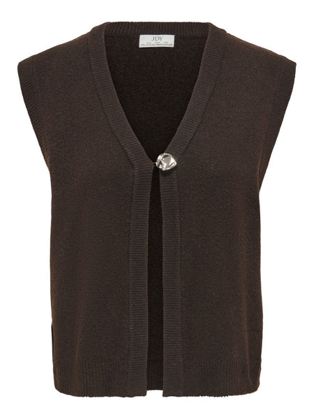 JDY Knit Button Vest in Brown