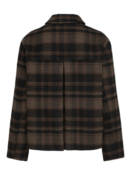 JDY Checked Short Jacket in Brown