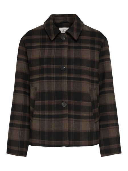 JDY Checked Short Jacket in Brown