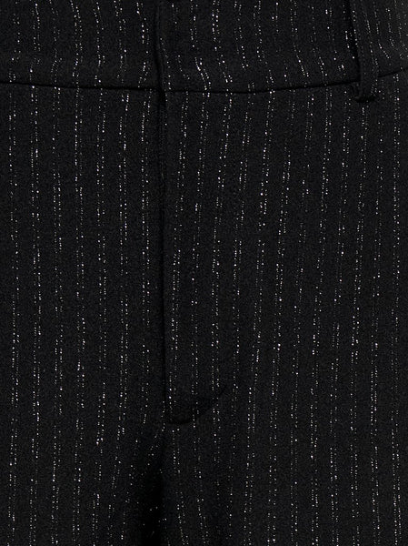 JDY Wide Leg Pinstripe Glitter Trousers in Black
