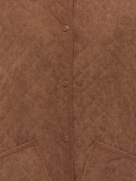 JDY Quilted Corduroy Jacket in Brown