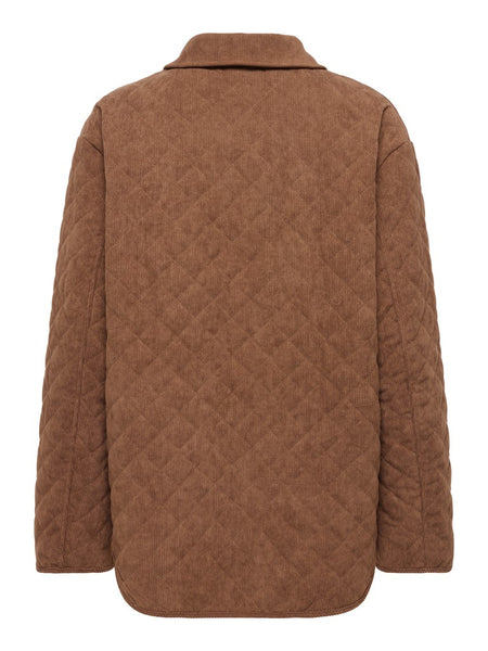 JDY Quilted Corduroy Jacket in Brown