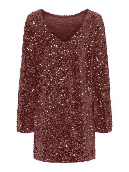 JDY Short Sequin Dress in Maroon