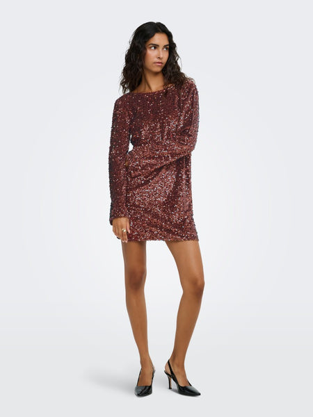 JDY Short Sequin Dress in Maroon