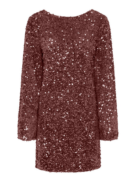 JDY Short Sequin Dress in Maroon