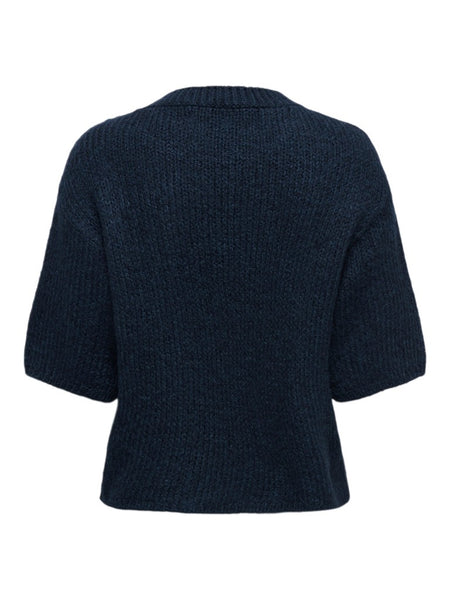 JDY Short Sleeve Knit Jumper in Navy