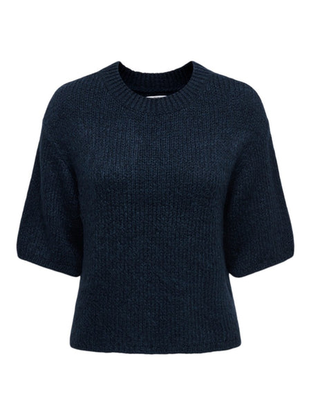 JDY Short Sleeve Knit Jumper in Navy