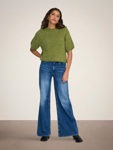 JDY Short Sleeve Knit Jumper in Green
