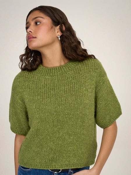 JDY Short Sleeve Knit Jumper in Green