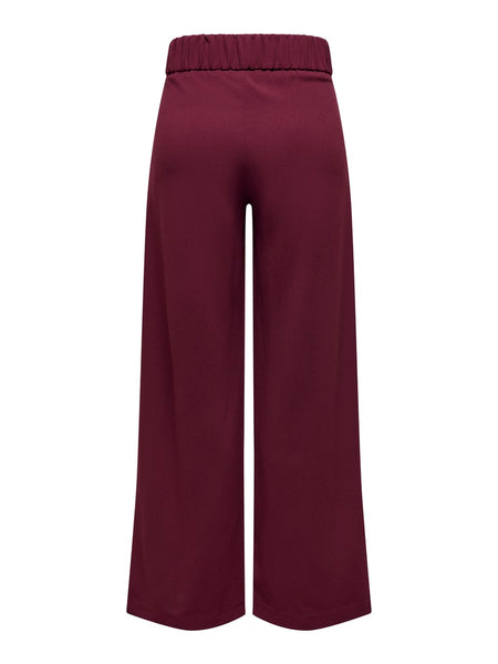 JDY Wide Leg Trousers in Burgundy