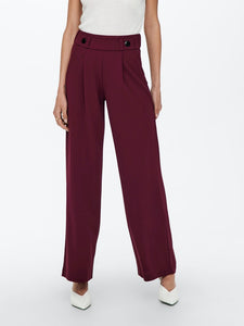 JDY Wide Leg Trousers in Burgundy