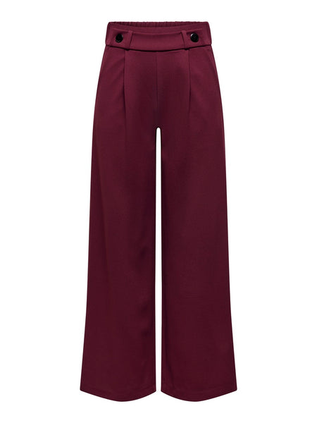 JDY Wide Leg Trousers in Burgundy