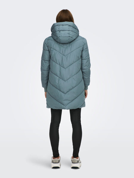 JDY Padded Jacket With Hood in Teal