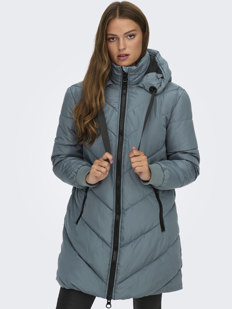 JDY Padded Jacket With Hood in Teal