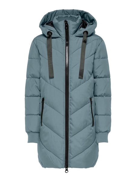 JDY Padded Jacket With Hood in Teal