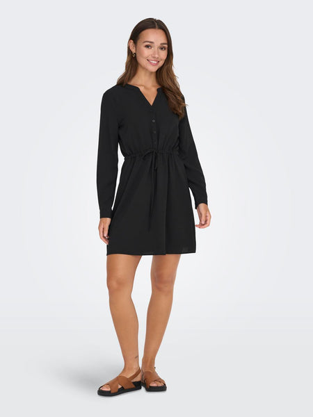 JDY Long Sleeve Short Shirt Dress in Black