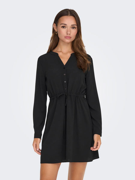 JDY Long Sleeve Short Shirt Dress in Black