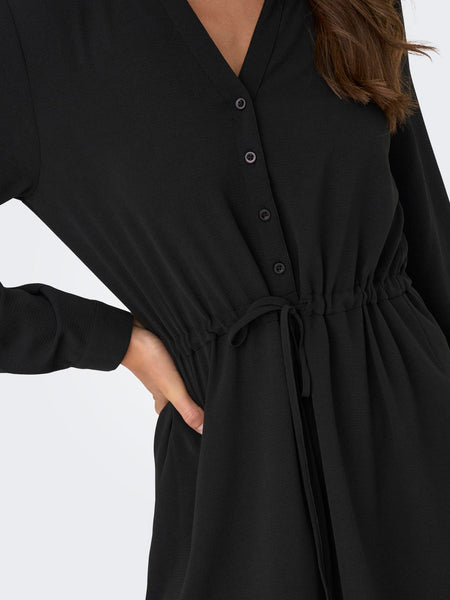 JDY Long Sleeve Short Shirt Dress in Black