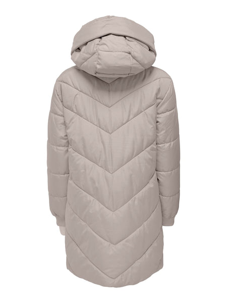 JDY Padded Jacket With Hood in Beige