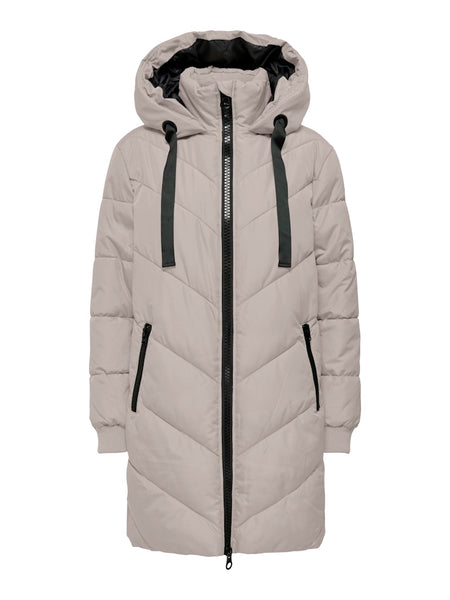 JDY Padded Jacket With Hood in Beige