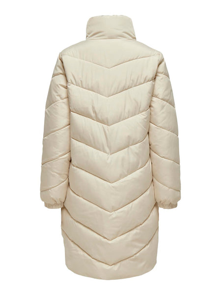 JDY Long Padded Jacket in Cream