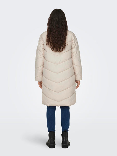 JDY Long Padded Jacket in Cream