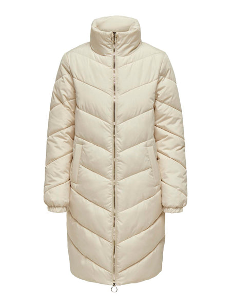 JDY Long Padded Jacket in Cream