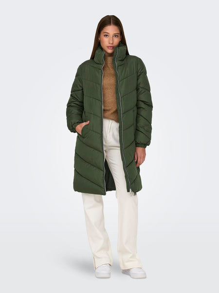 JDY Long Padded Jacket in Green