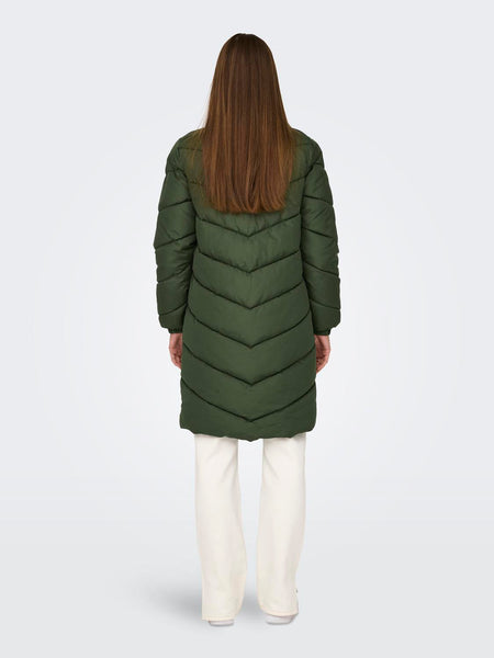 JDY Long Padded Jacket in Green