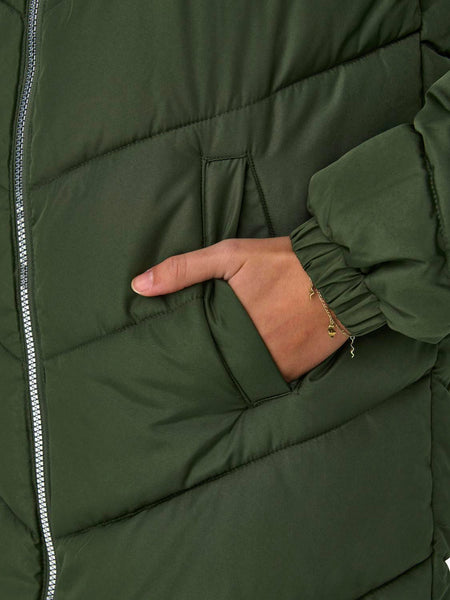 JDY Long Padded Jacket in Green